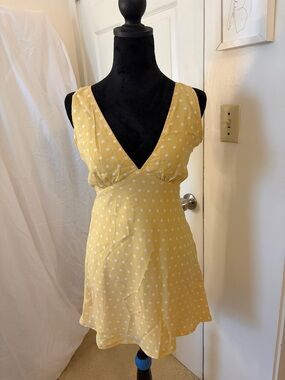 Princess Polly Yellow White Polka Dot Wrap Dress